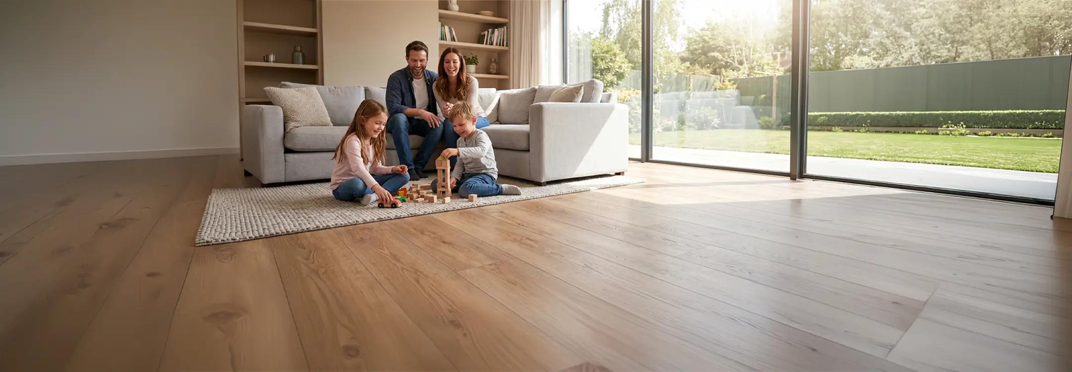 Laminate flooring samples displayed at a Flooring Atlanta showroom